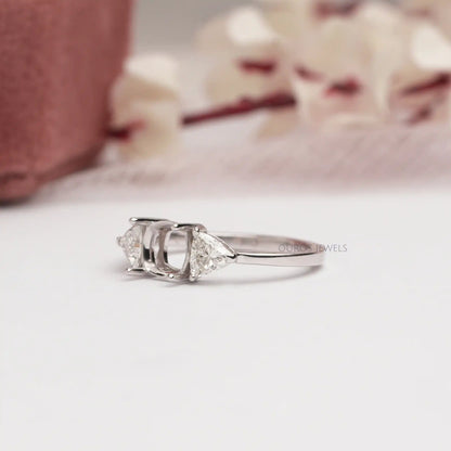 Trilliant Cut Lab Diamond  Three Stone Semi Mount Ring