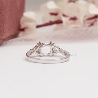 Trilliant Cut Lab Diamond  Three Stone Semi Mount Ring