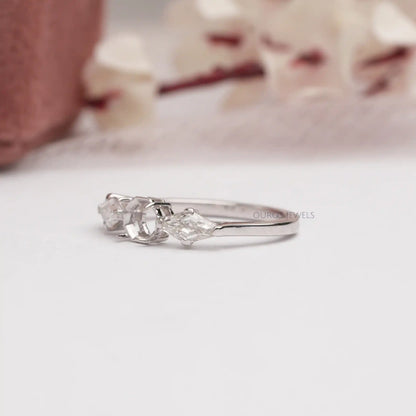 Elongated Shield Cut  Three Stone  Ring