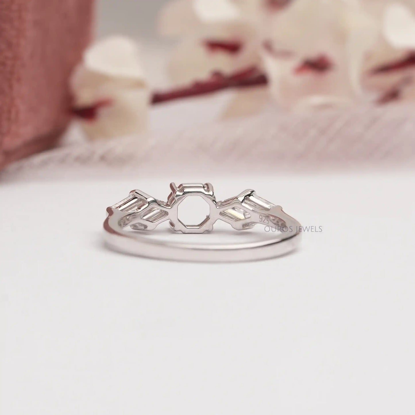 Elongated Shield Cut  Three Stone  Ring