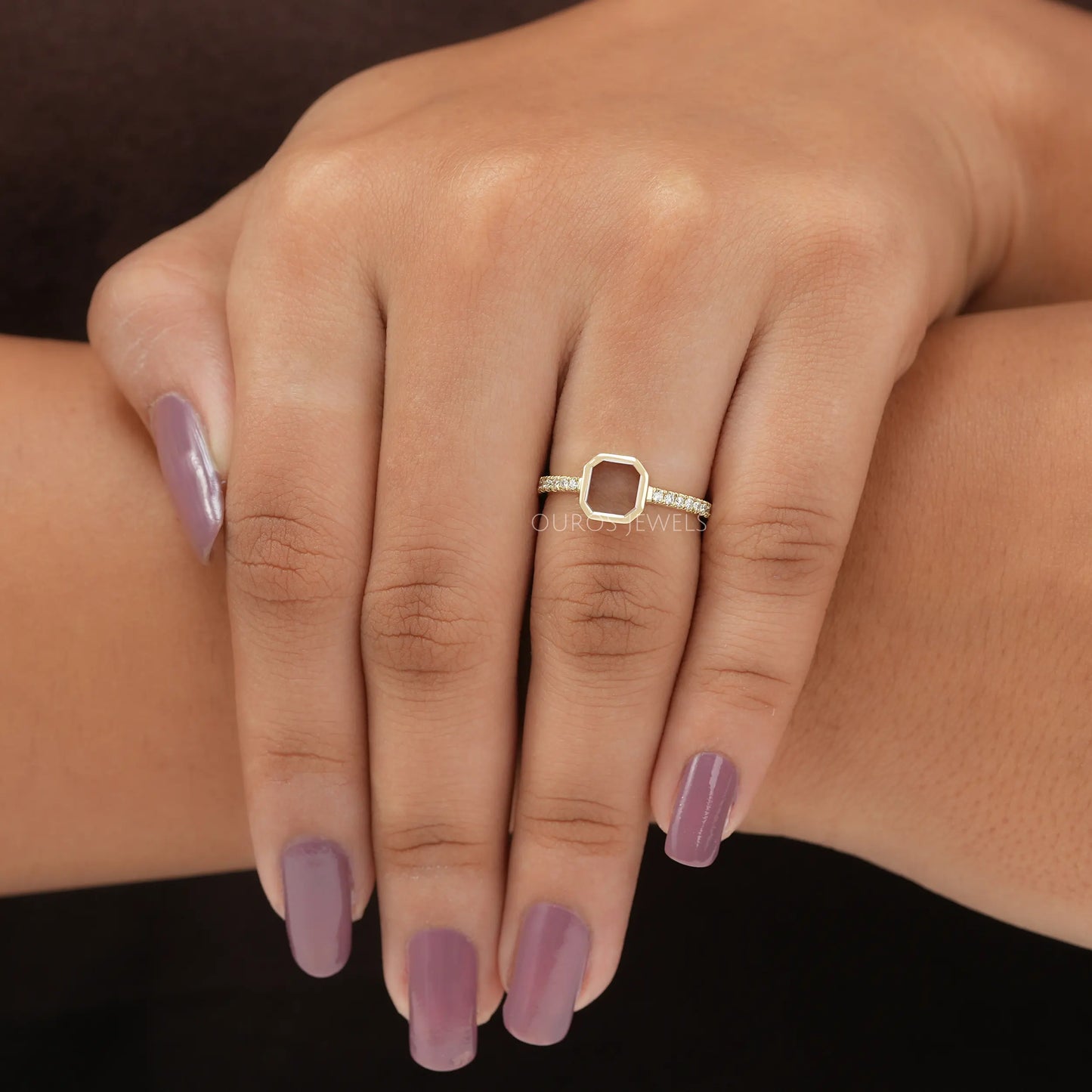 Asscher Portrait Cut Solitaire  Accent  Ring