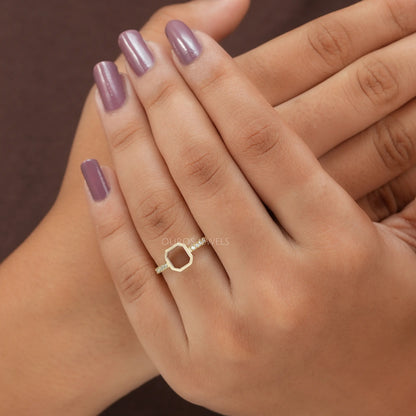 Asscher Portrait Cut Solitaire  Accent  Ring