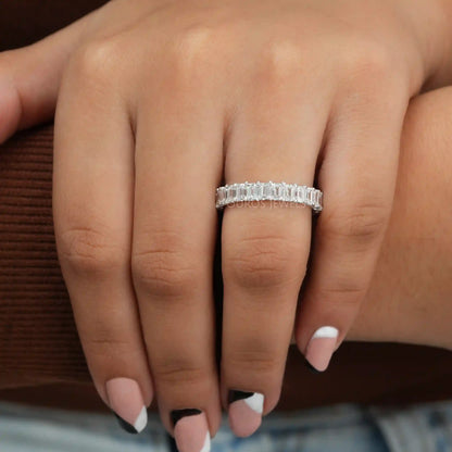 Emerald  cut  Lab  Diamond  Wedding Band