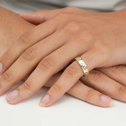 Multi  Shape  Flush Set Wedding  Band