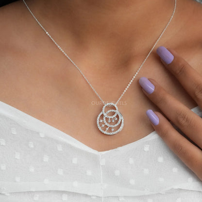 Circle Round Cut Diamond Pendant