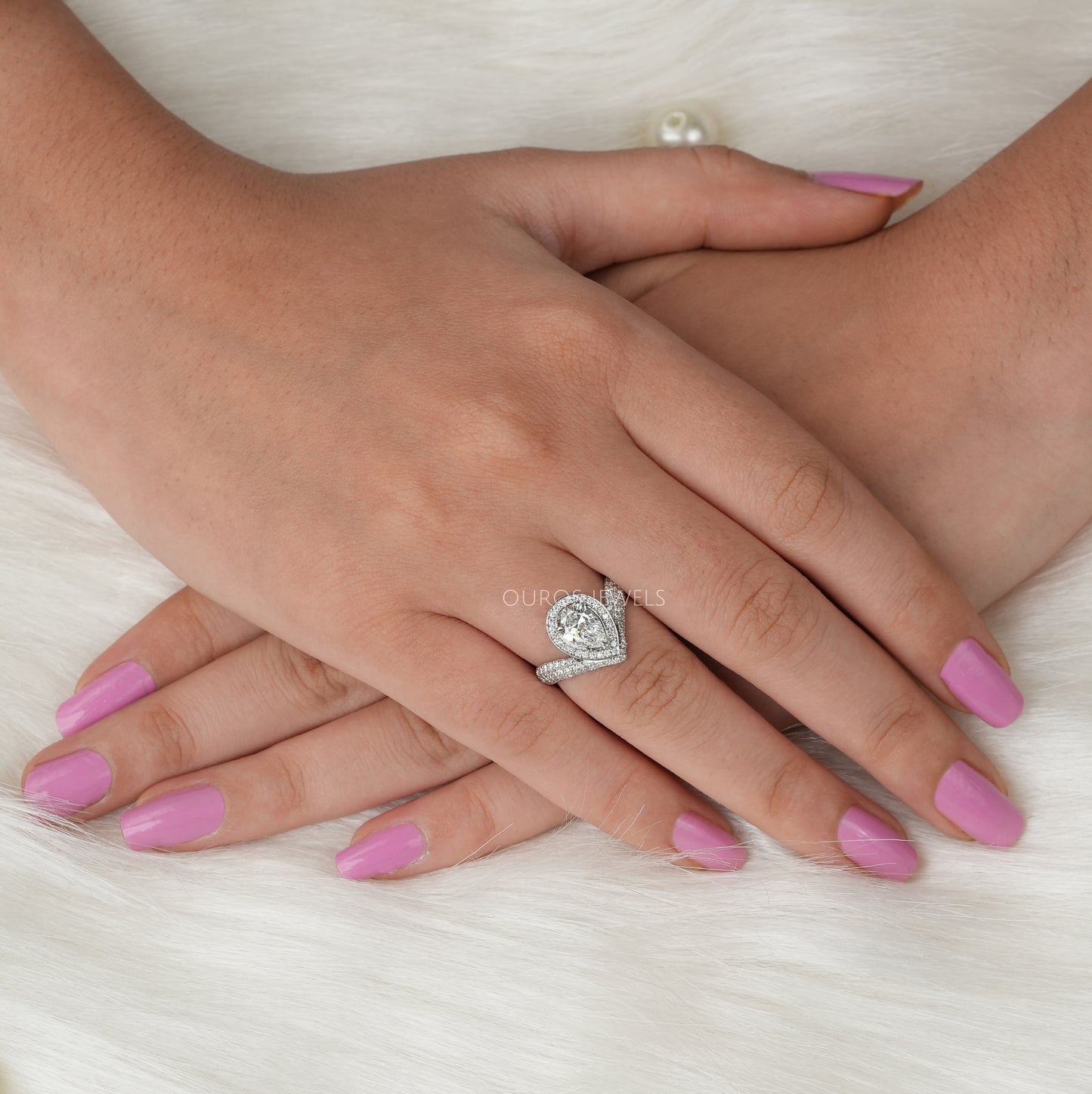 Pear Cut Diamond Halo Engagement Ring