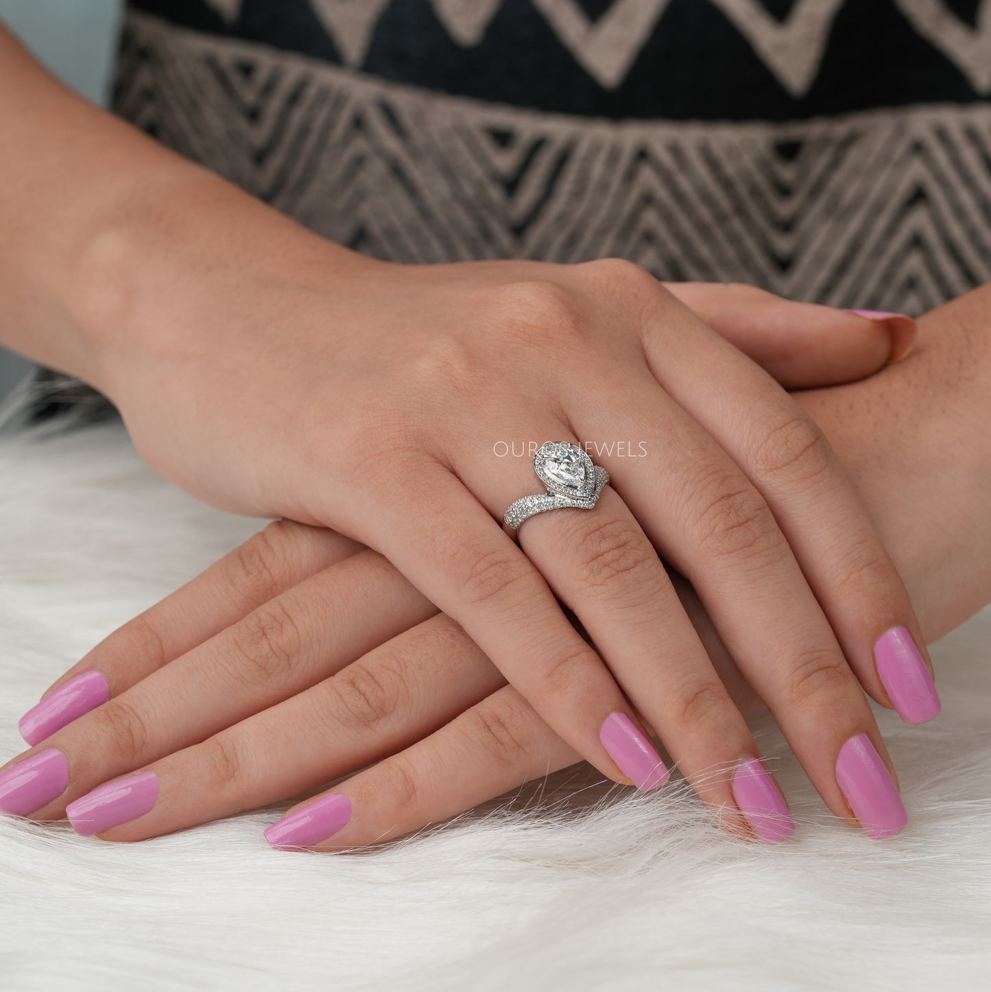 Pear Cut Diamond Halo Engagement Ring
