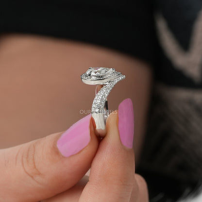 Pear Cut Diamond Halo Engagement Ring