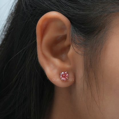 Pink Round  Cut Screw Back Stud