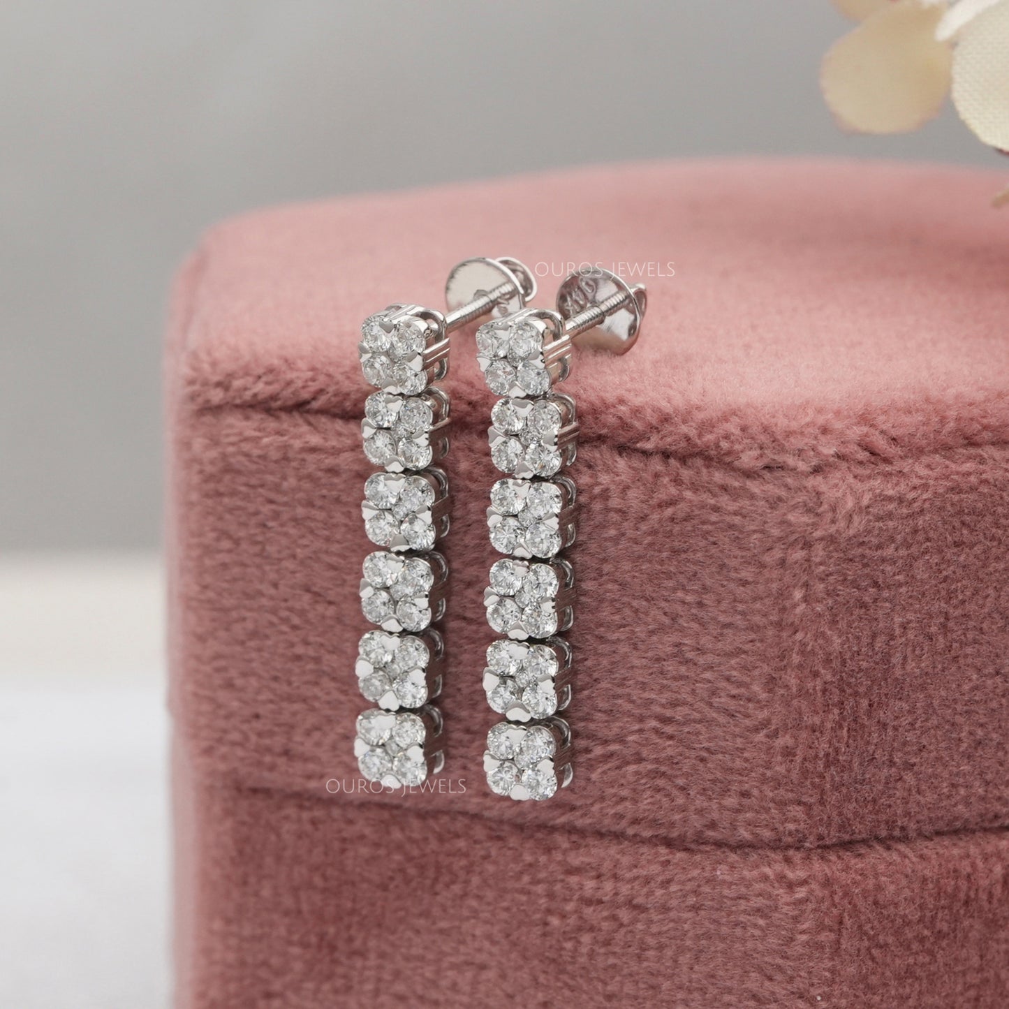 Round Cut  Lab Grown Cluster  Diamond  Earrings