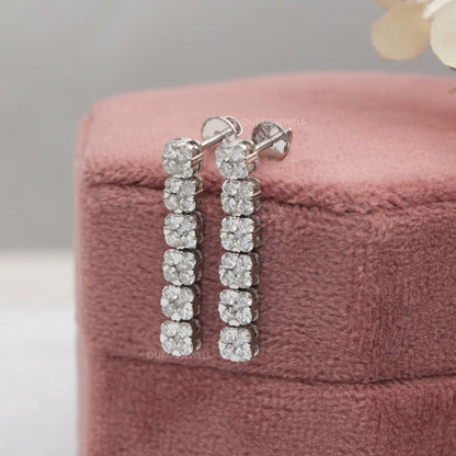 Round Cut  Lab Grown Cluster  Diamond  Earrings