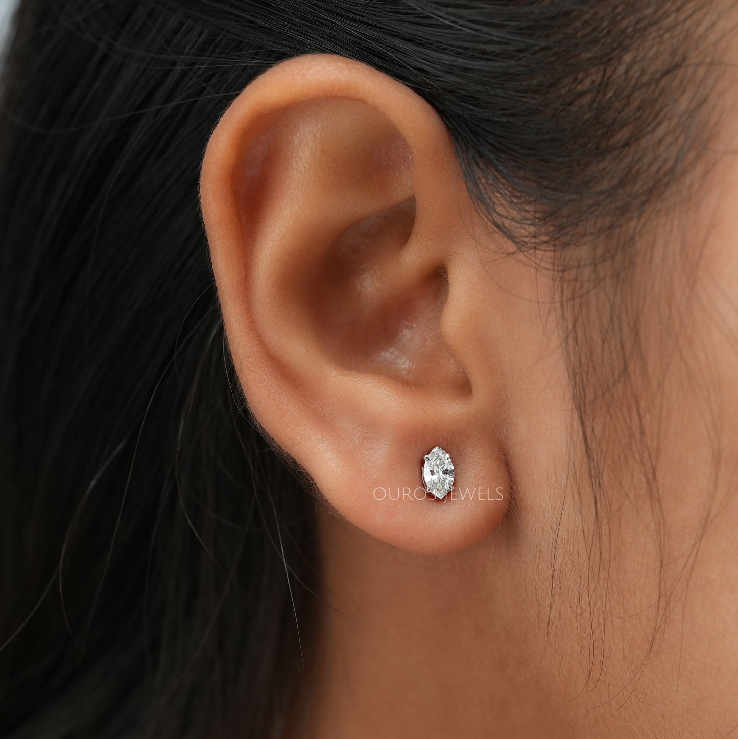 Marquise Cut Lab Diamond  Stud