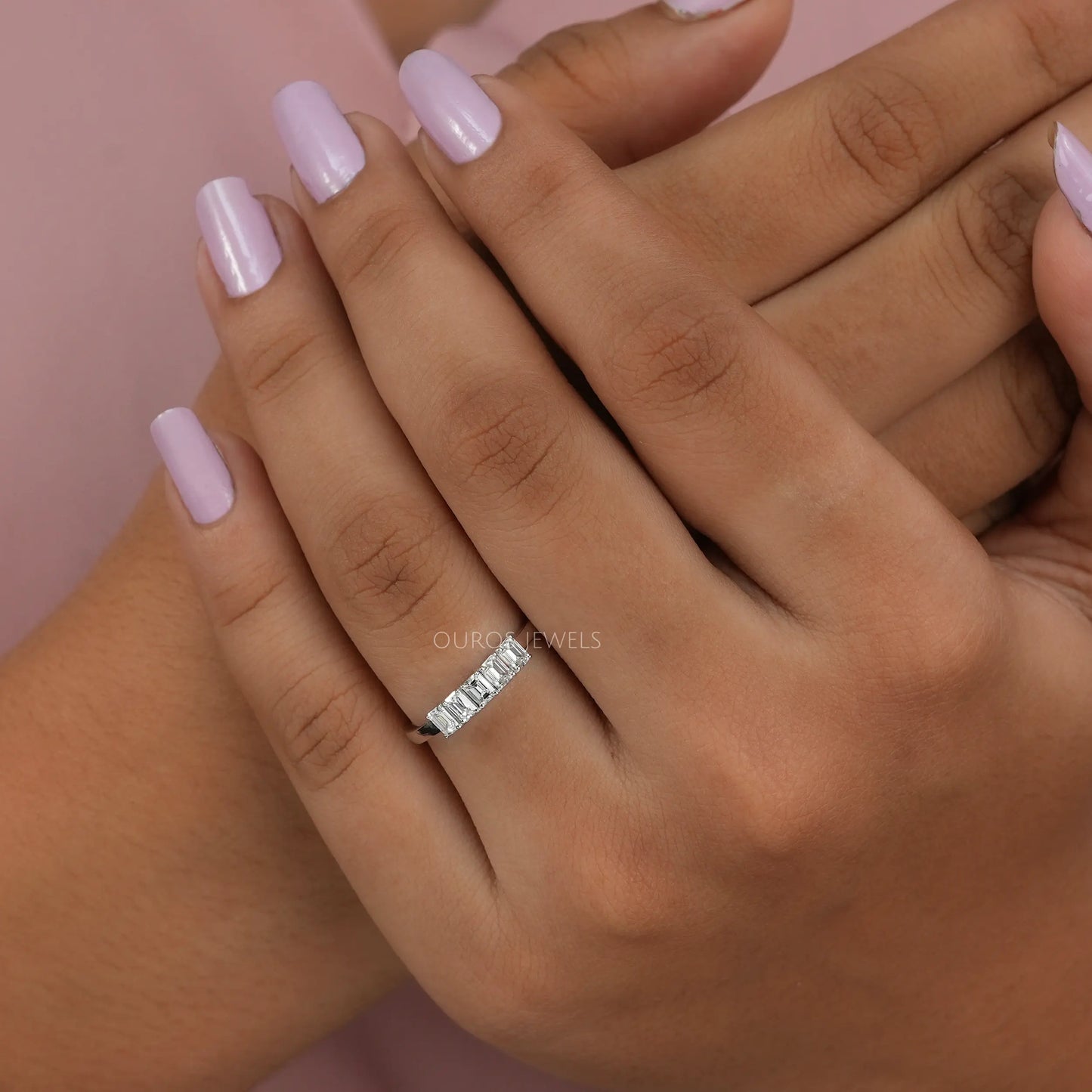 Five  Stone  Emerald  Cut  Diamond  Ring