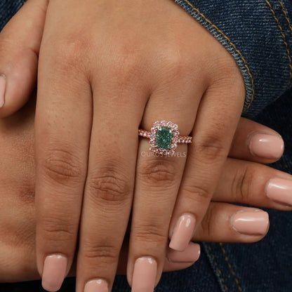 IGI Certified Green Radiant  Cut Engagement Ring