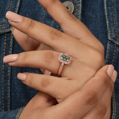 IGI Certified Green Radiant  Cut Engagement Ring