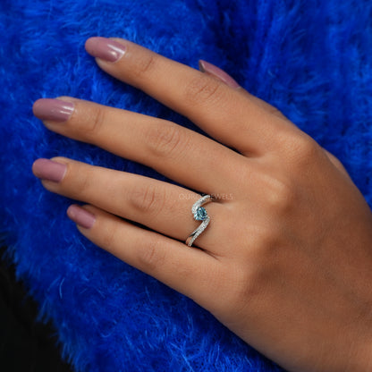 Blue Heart Cut Accent  Diamond  Ring