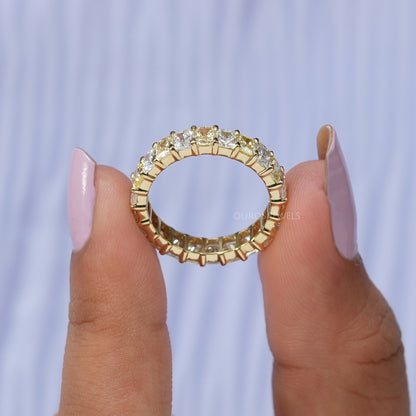 Yellow  Radiant  Cut  Lab Diamond  Band