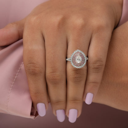 Pear Diamond Halo Engagement Ring