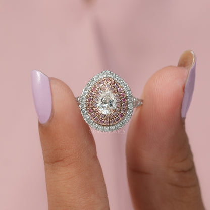 Pear Diamond Halo Engagement Ring