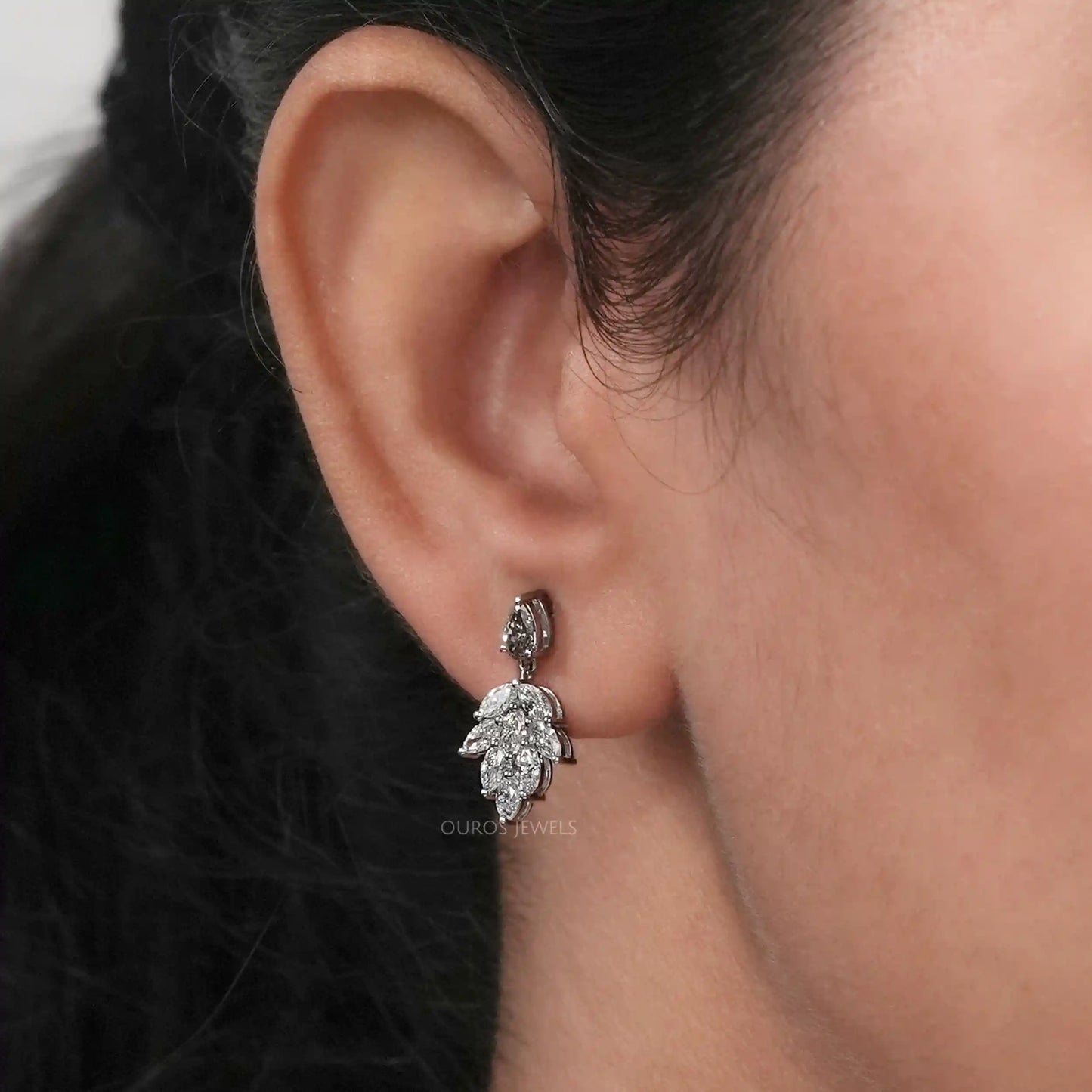 Fancy Color  Pear & Marquise Cut Lab Earrings