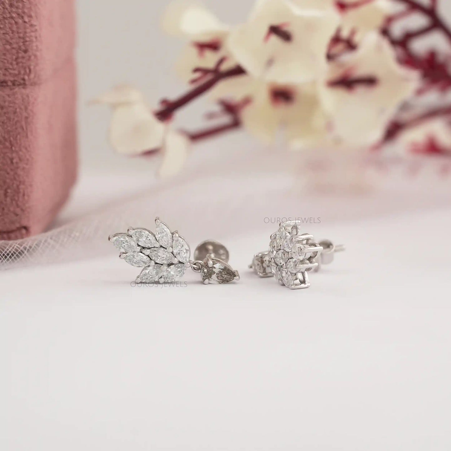 Fancy Color  Pear & Marquise Cut Lab Earrings