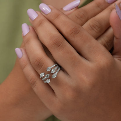 Pear Diamond Bezel Set Open  Band