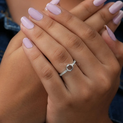 Octagon  Cut Lab Solitaire  Accent Ring