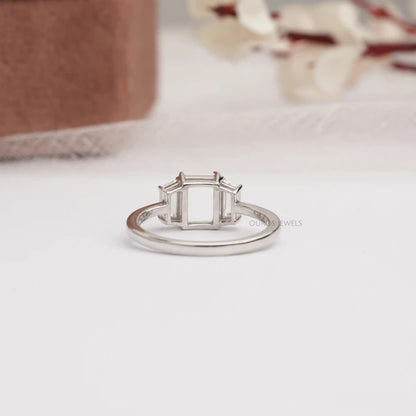 Trapezoid Cut Semi  Mount Engagement Ring