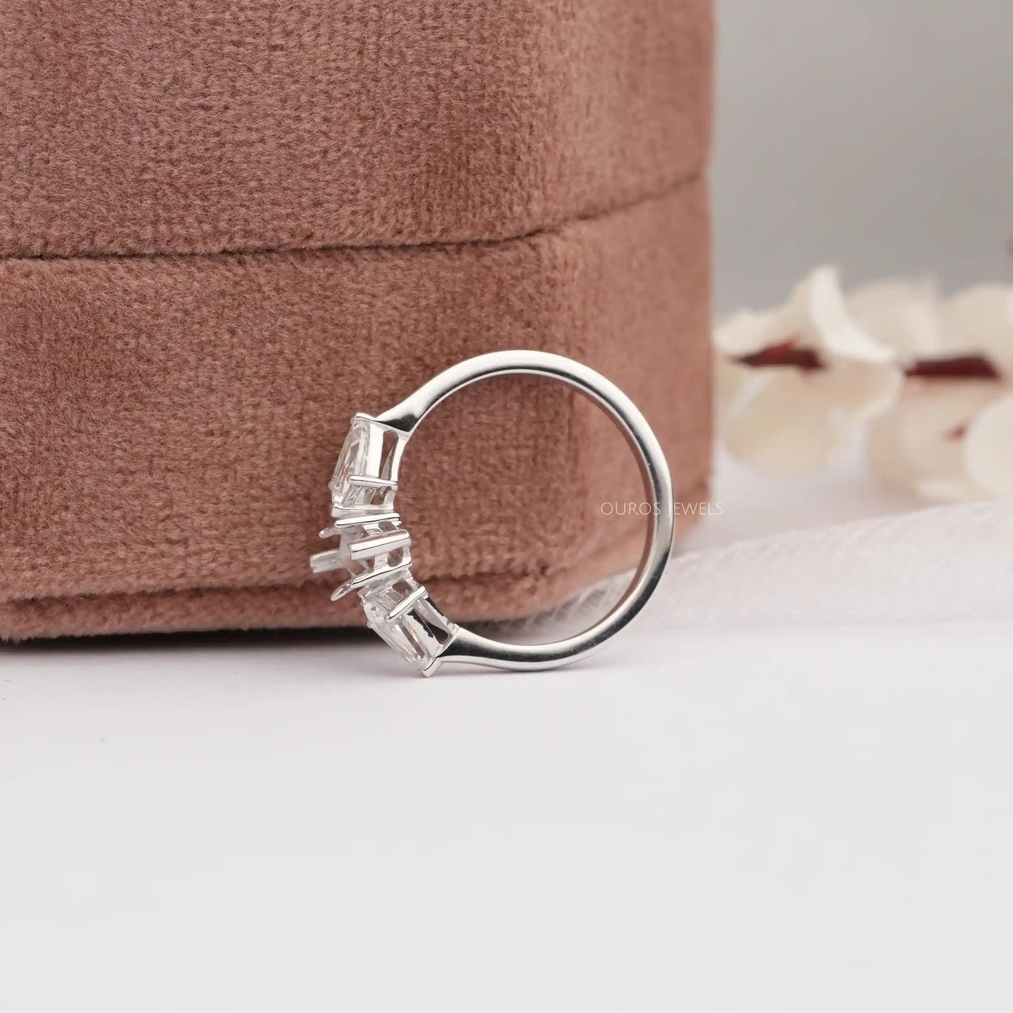 Step Cut  Kite Diamond  Semi  Mount Ring