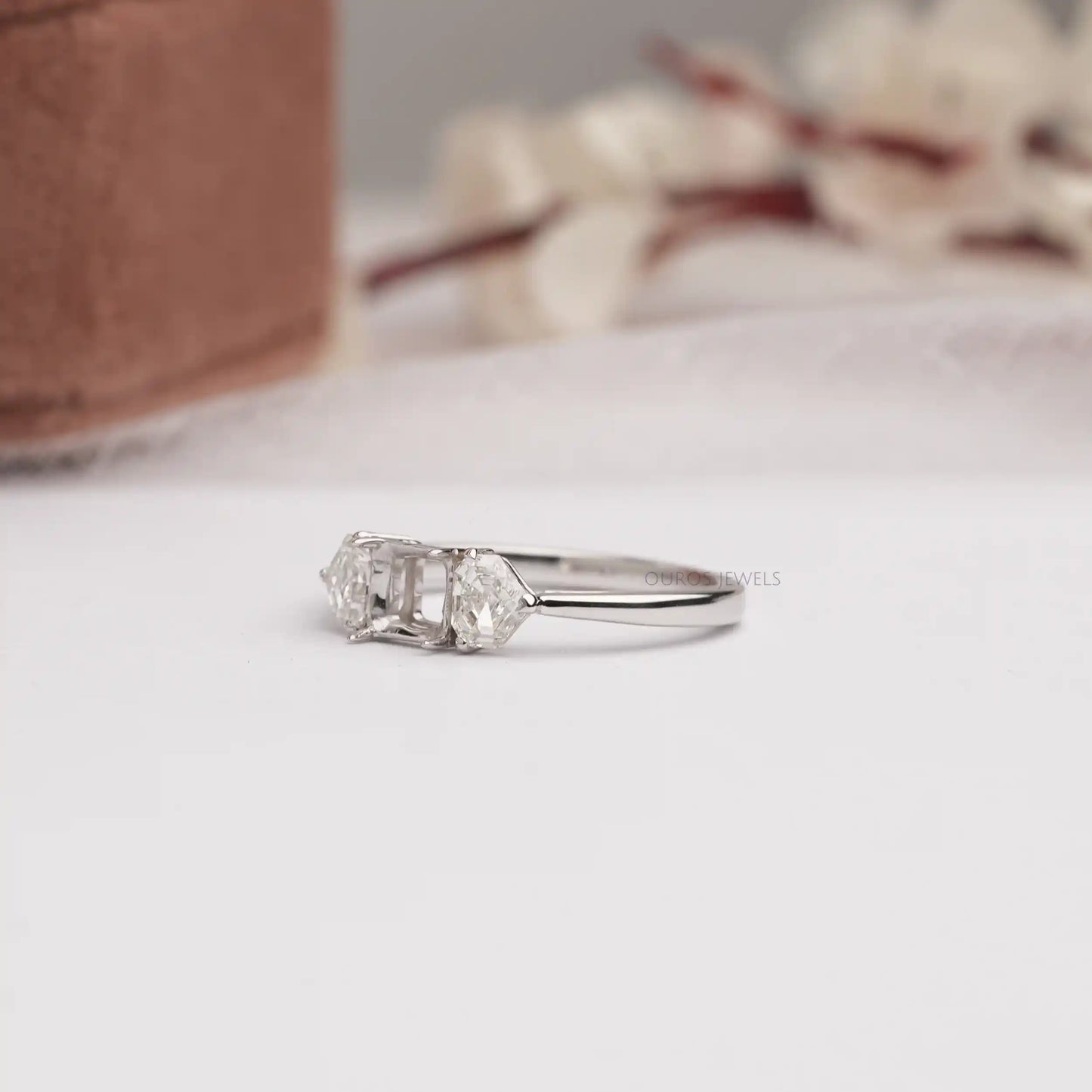 Step  Cut Pentagon  Lab Diamond  Semi  Mount Ring
