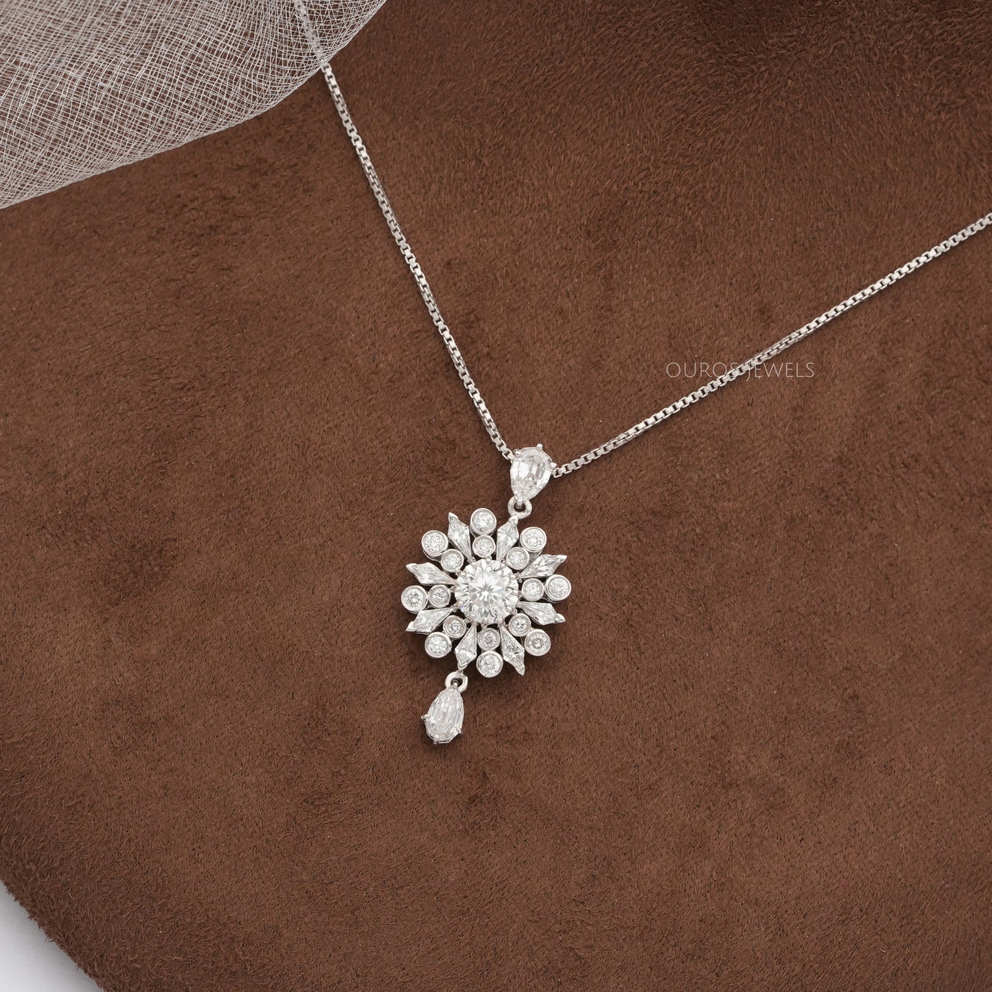Bezel  Set Cluster Diamond  Pendant