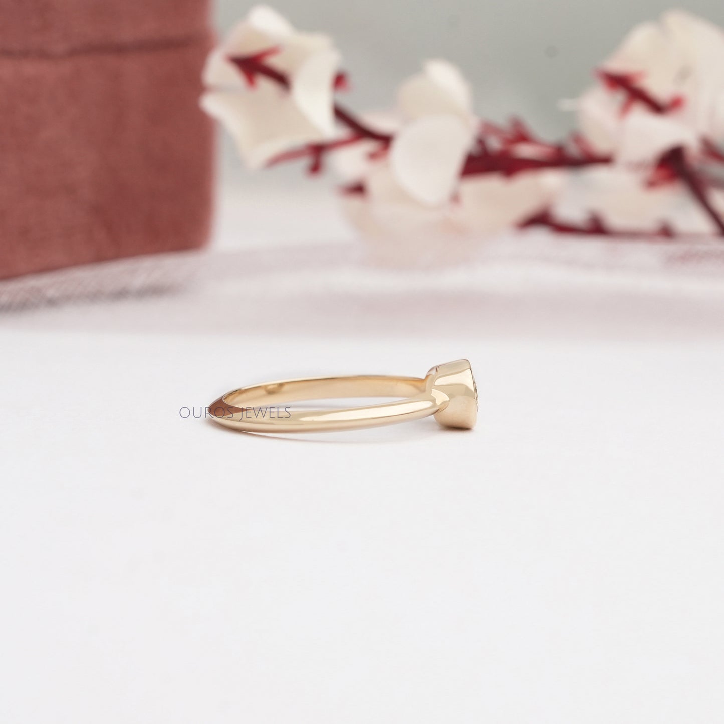 Yellow Old Mine Cushion Diamond Bezel Set Ring