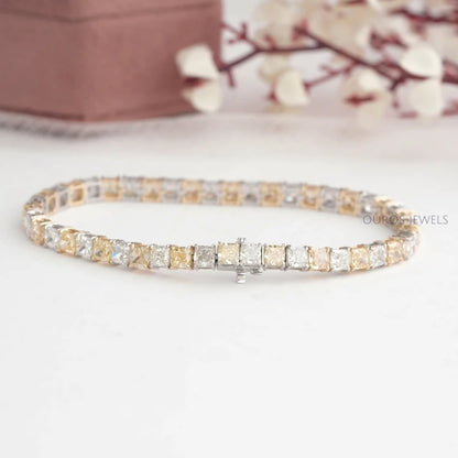 Yellow Cushion  Cut Tennis  Bracelet
