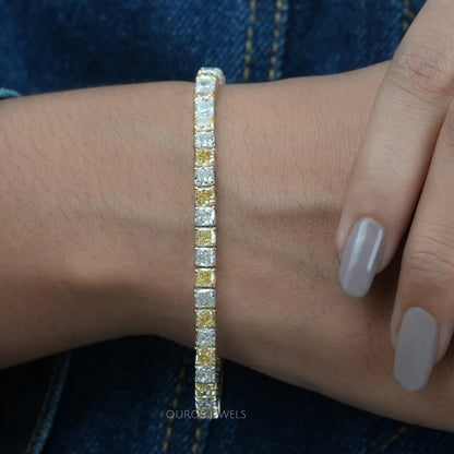 Yellow Cushion  Cut Tennis  Bracelet