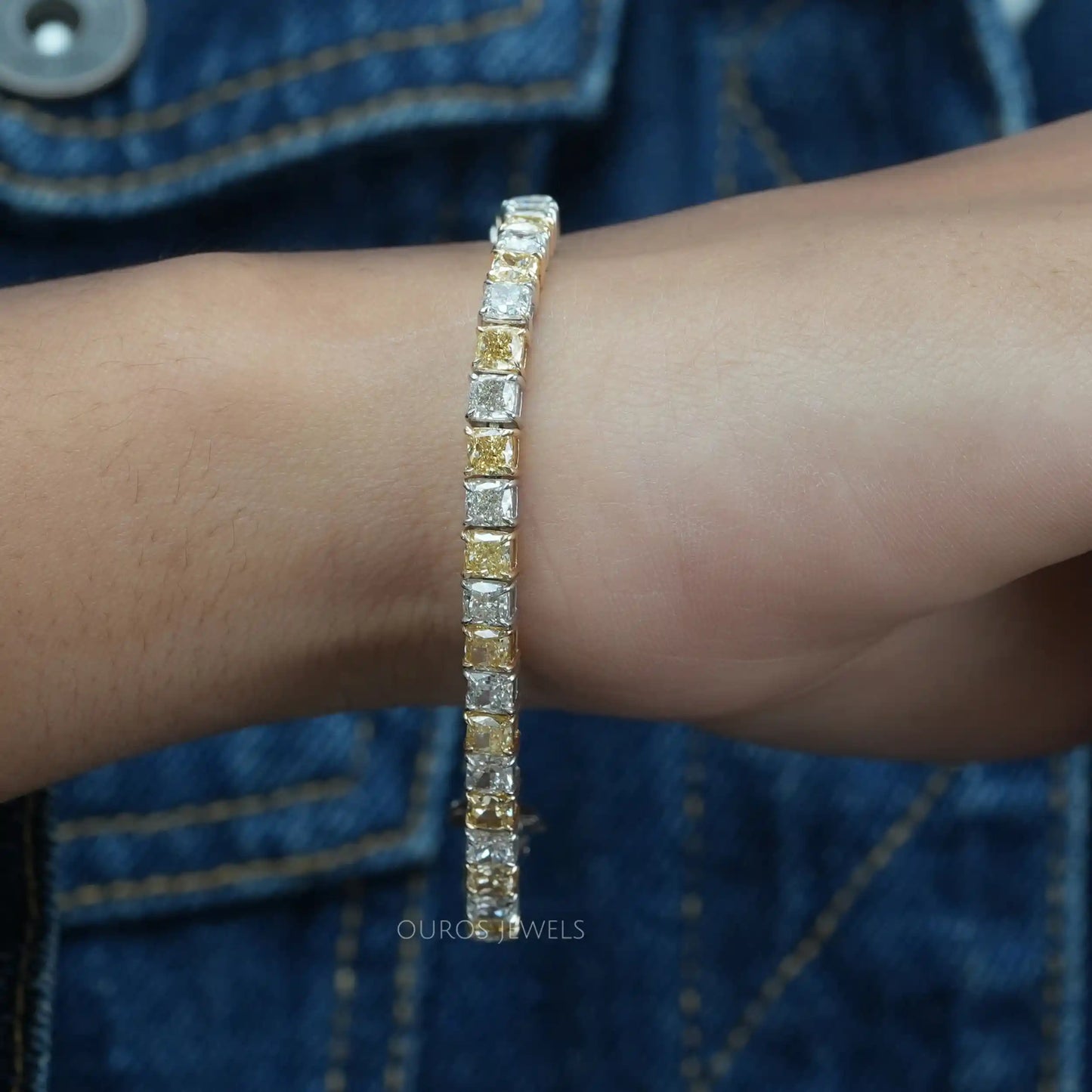 Yellow Cushion  Cut Tennis  Bracelet
