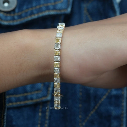 Yellow Cushion  Cut Tennis  Bracelet
