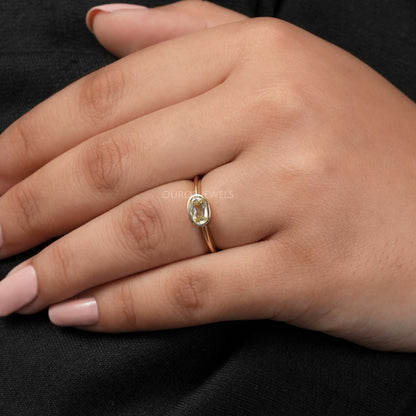 Yellow Old Mine Cushion Diamond Bezel Set Ring