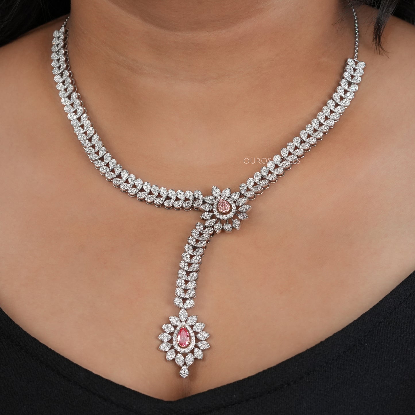 Pear Shape Lab Diamond  Bridal Necklace