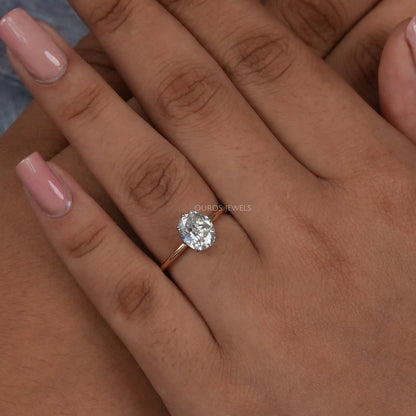 Old Mine Oval  Cut Lab Diamond  Solitaire  Ring
