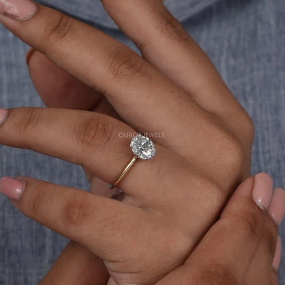 Old Mine Oval  Cut Lab Diamond  Solitaire  Ring