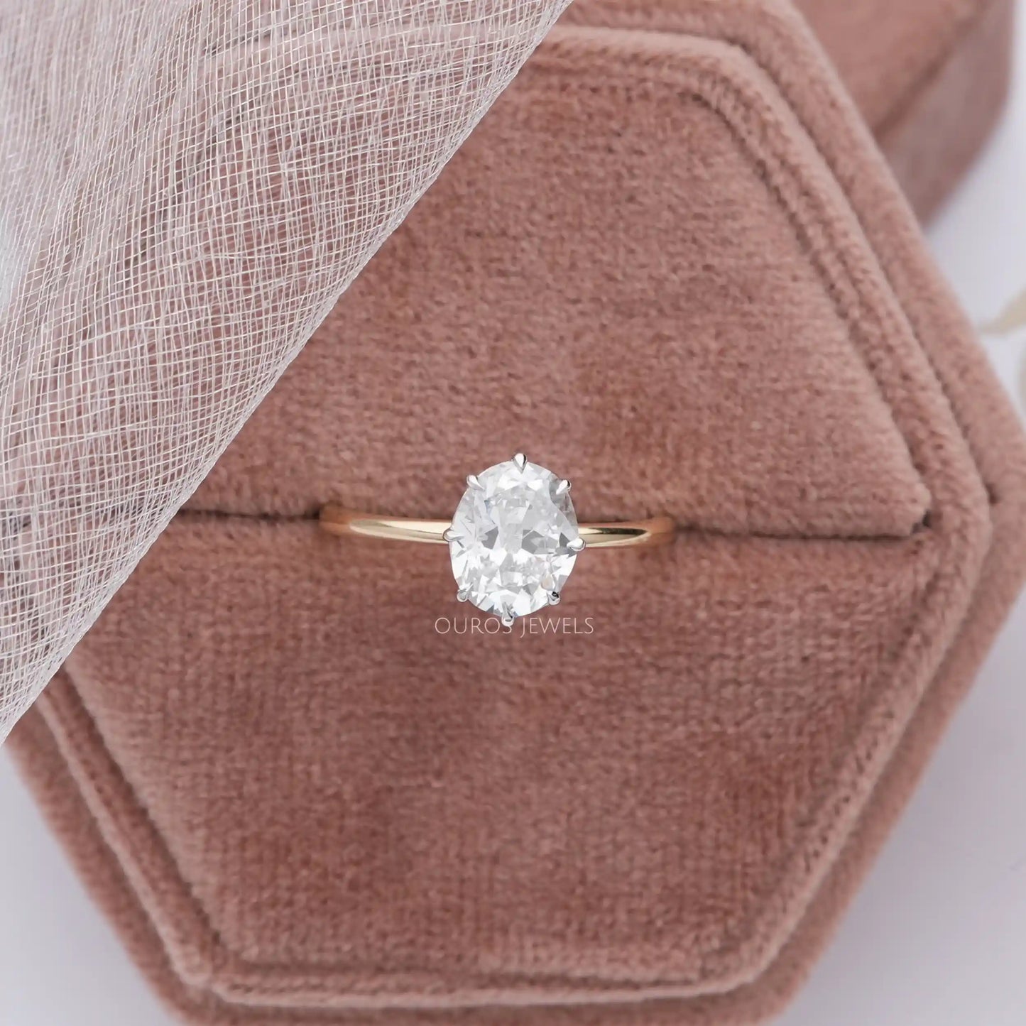 Old Mine Oval  Cut Lab Diamond  Solitaire  Ring