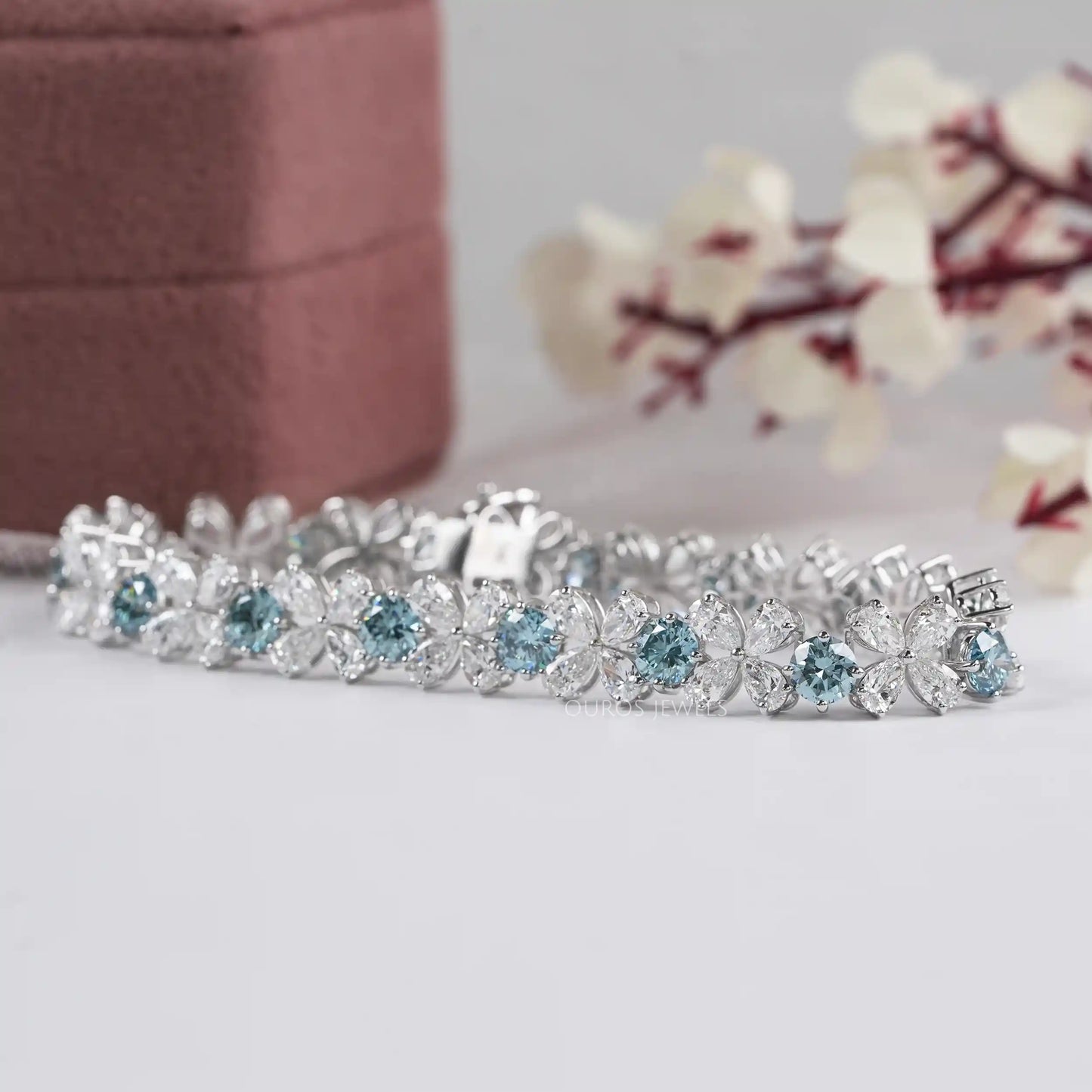 Flower Shape  Pear Cut Lab Diamond  Bracelet