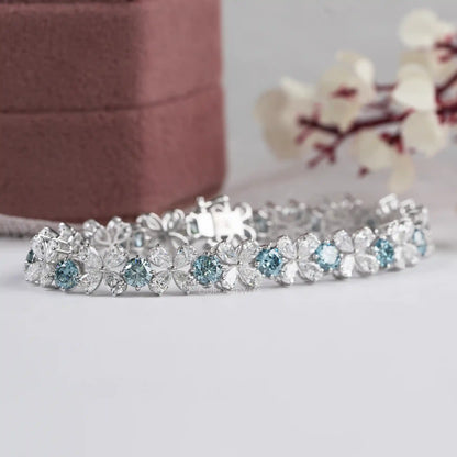 Flower Shape  Pear Cut Lab Diamond  Bracelet
