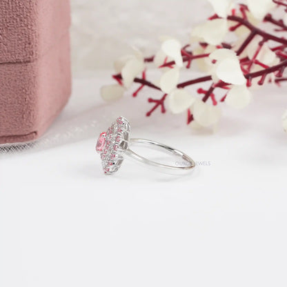 Pink Oval Cut  Halo Diamond  Engagement  Ring