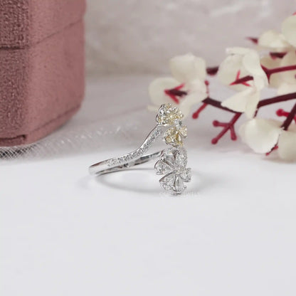 Twin  Pear Cut Flower Shape Lab Diamond  Ring