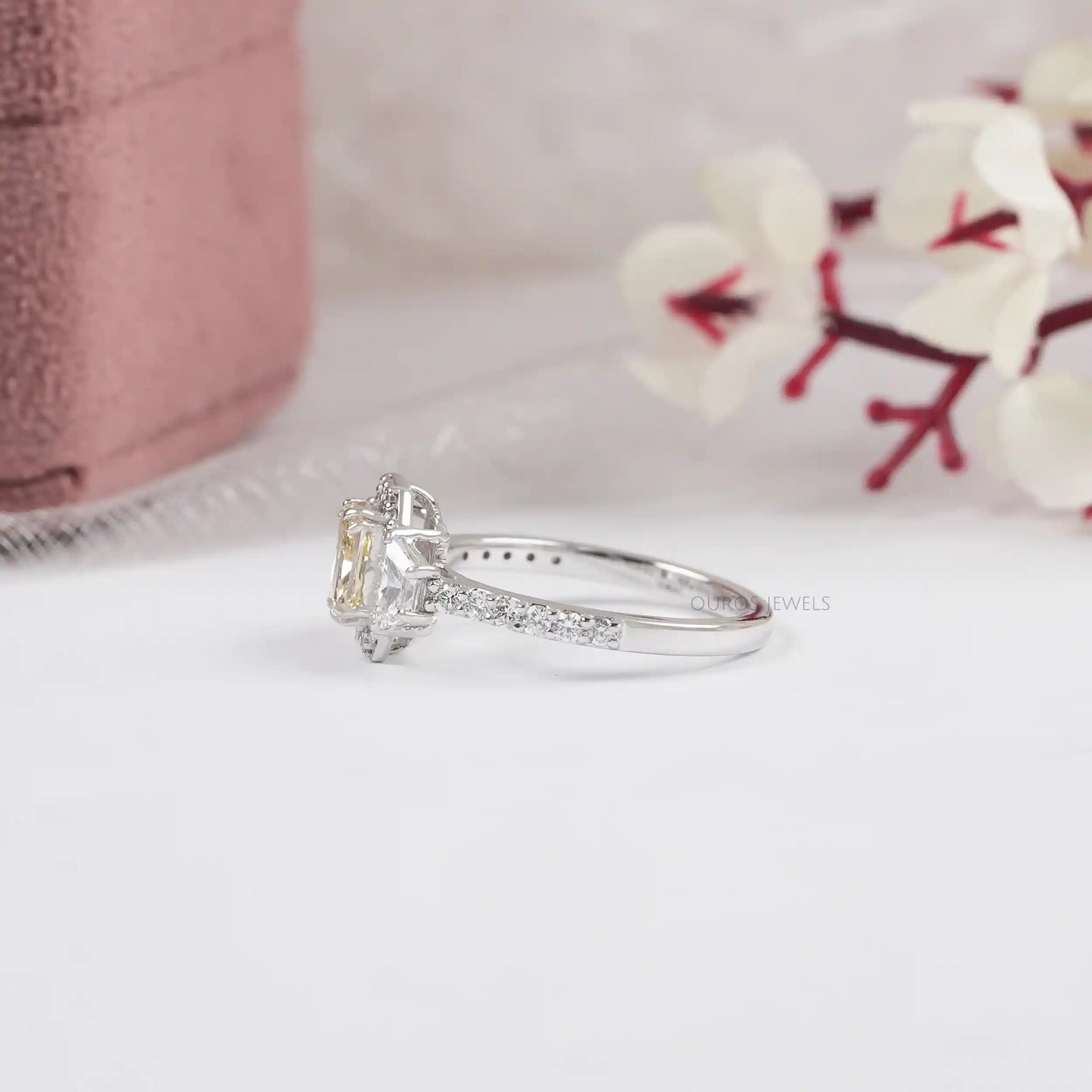 Yellow Radiant Cut Lab Diamond  Engagement Ring