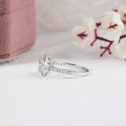 Yellow Radiant Cut Lab Diamond  Engagement Ring