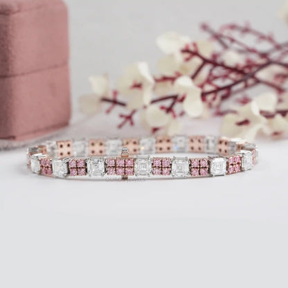 Asscher  Cut  Lab Grown Diamond  Tennis Bracelet