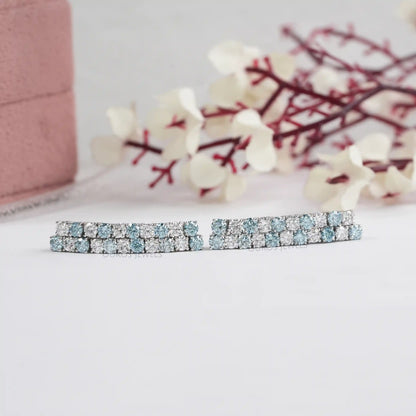 Blue Round  Cut  Lab Diamond  Earrings