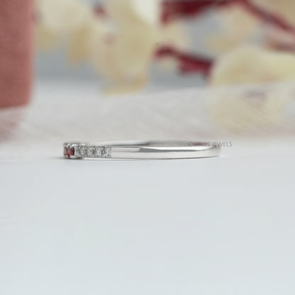 Orange Round Diamond Half Eternity Ring